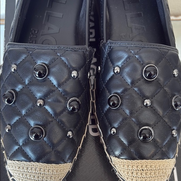 Karl Lagerfeld Shoes - ⚜️Karl Lagerfeld Black Quilted Studded Espadrille Platform Flats